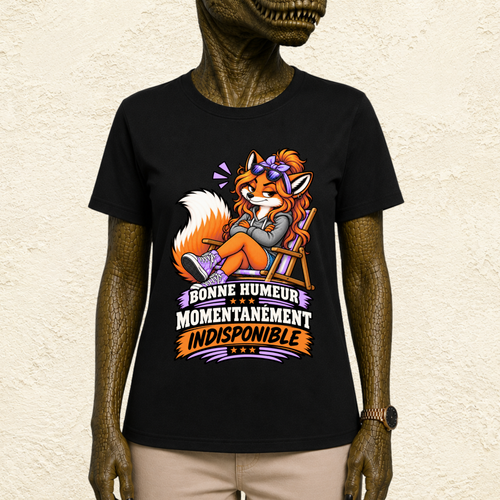 T-shirt Femme illustré « Bonne humeur momentanément indisponible »