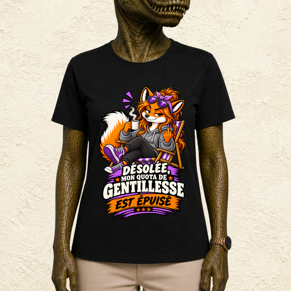 T-shirt Femme illustré « Désolée, mon quota de gentillesse est épuisé »