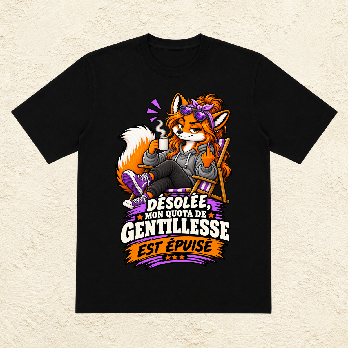 T-shirt Femme illustré « Désolée, mon quota de gentillesse est épuisé »