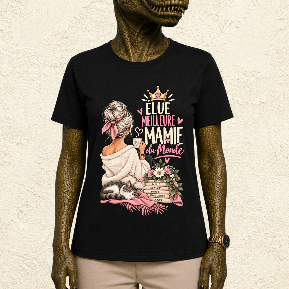 T-shirt Femme Illustré "Élue meilleure mamie du monde"
