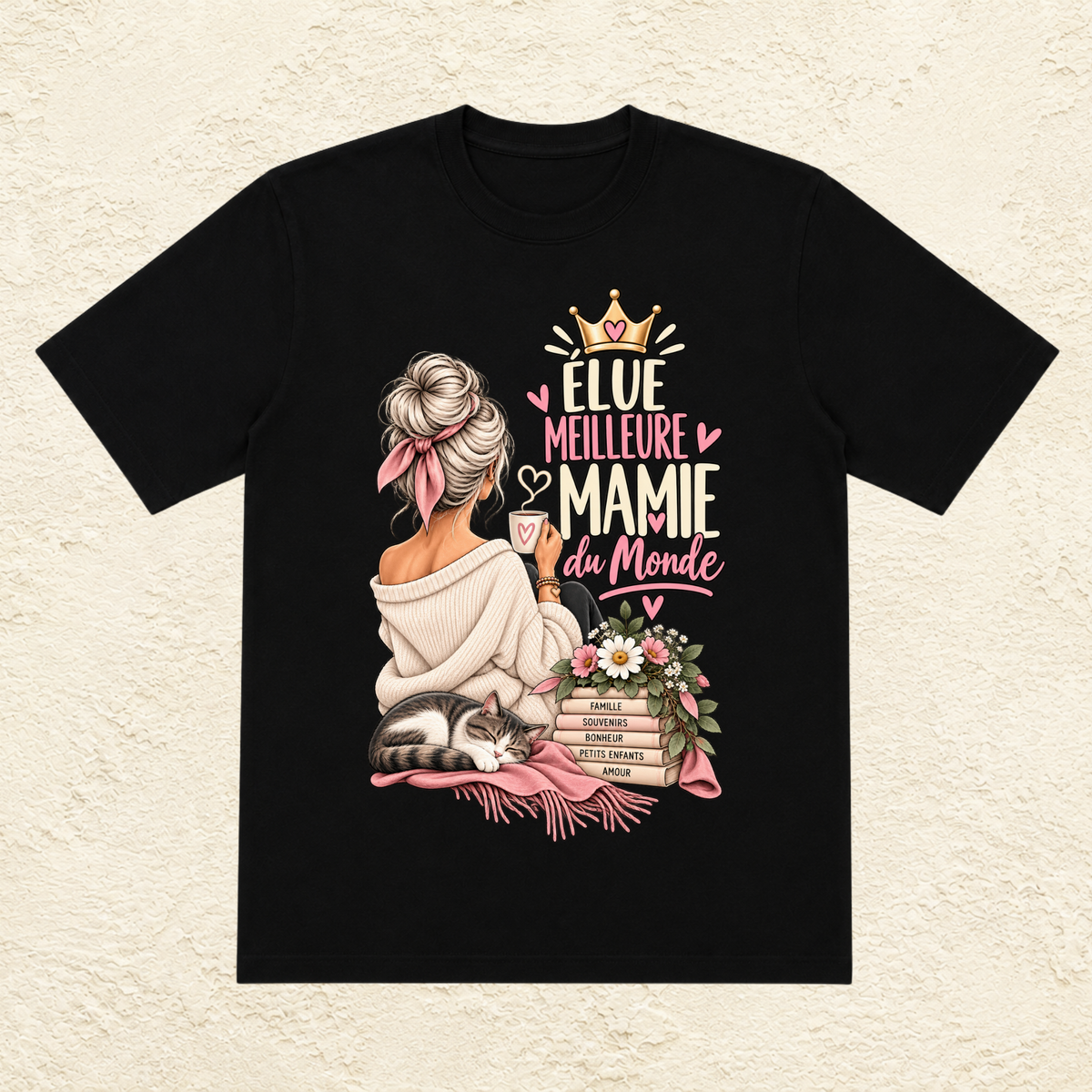 T-shirt Femme Illustré "Élue meilleure mamie du monde"