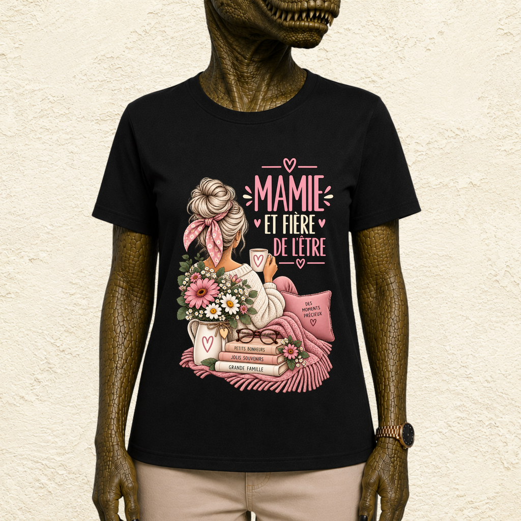T-shirt Femme illustré "Mamie et fière de l'être"