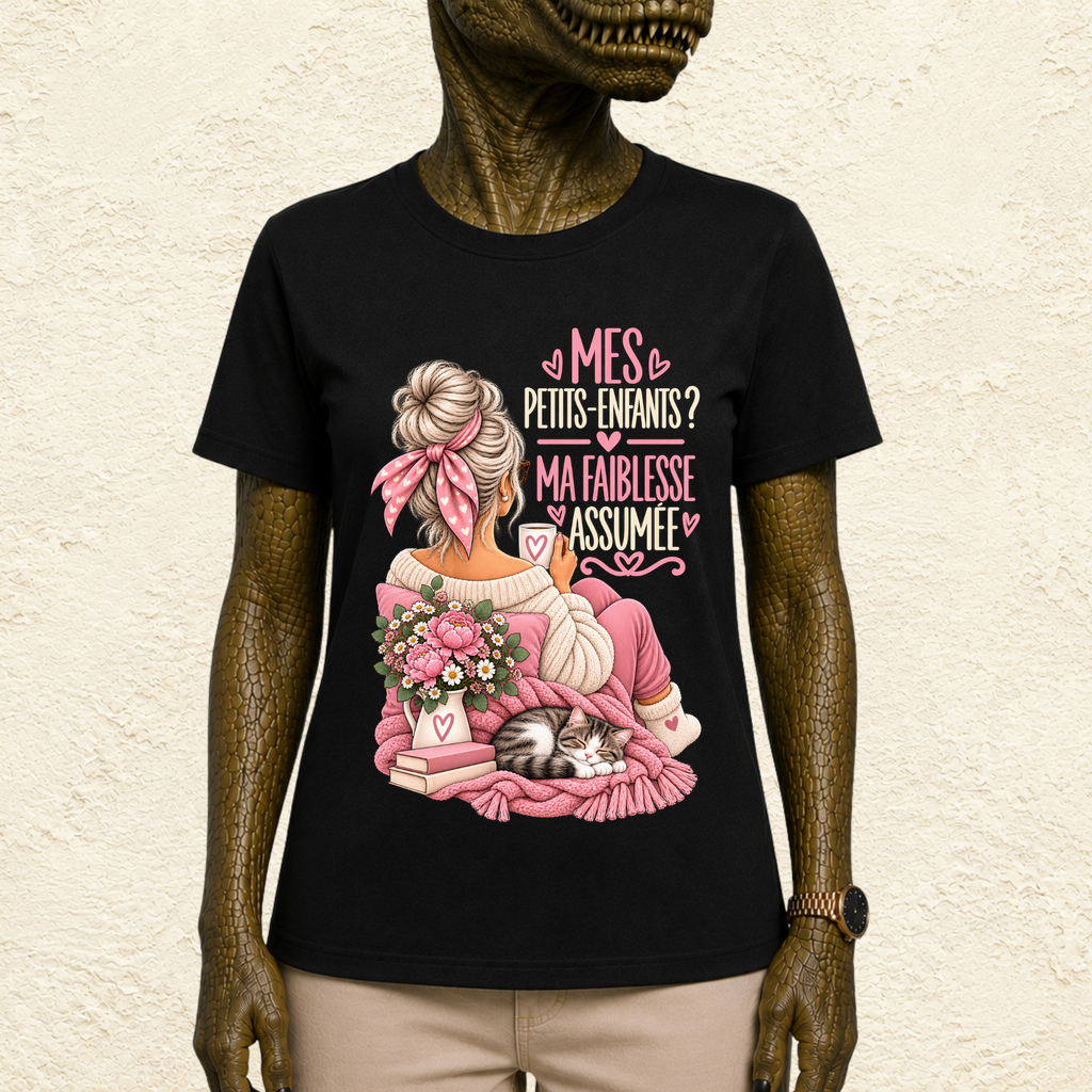 T-shirt Femme Illustré "Mes petits-enfants ? Ma faiblesse assumée"
