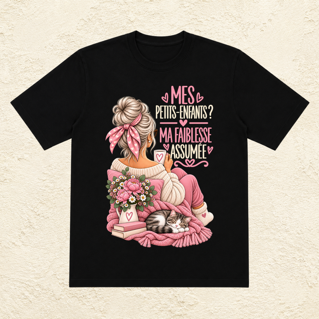 T-shirt Femme Illustré "Mes petits-enfants ? Ma faiblesse assumée"