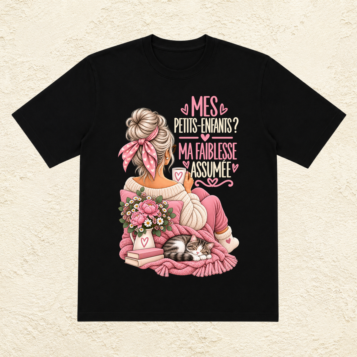 T-shirt Femme Illustré "Mes petits-enfants ? Ma faiblesse assumée"
