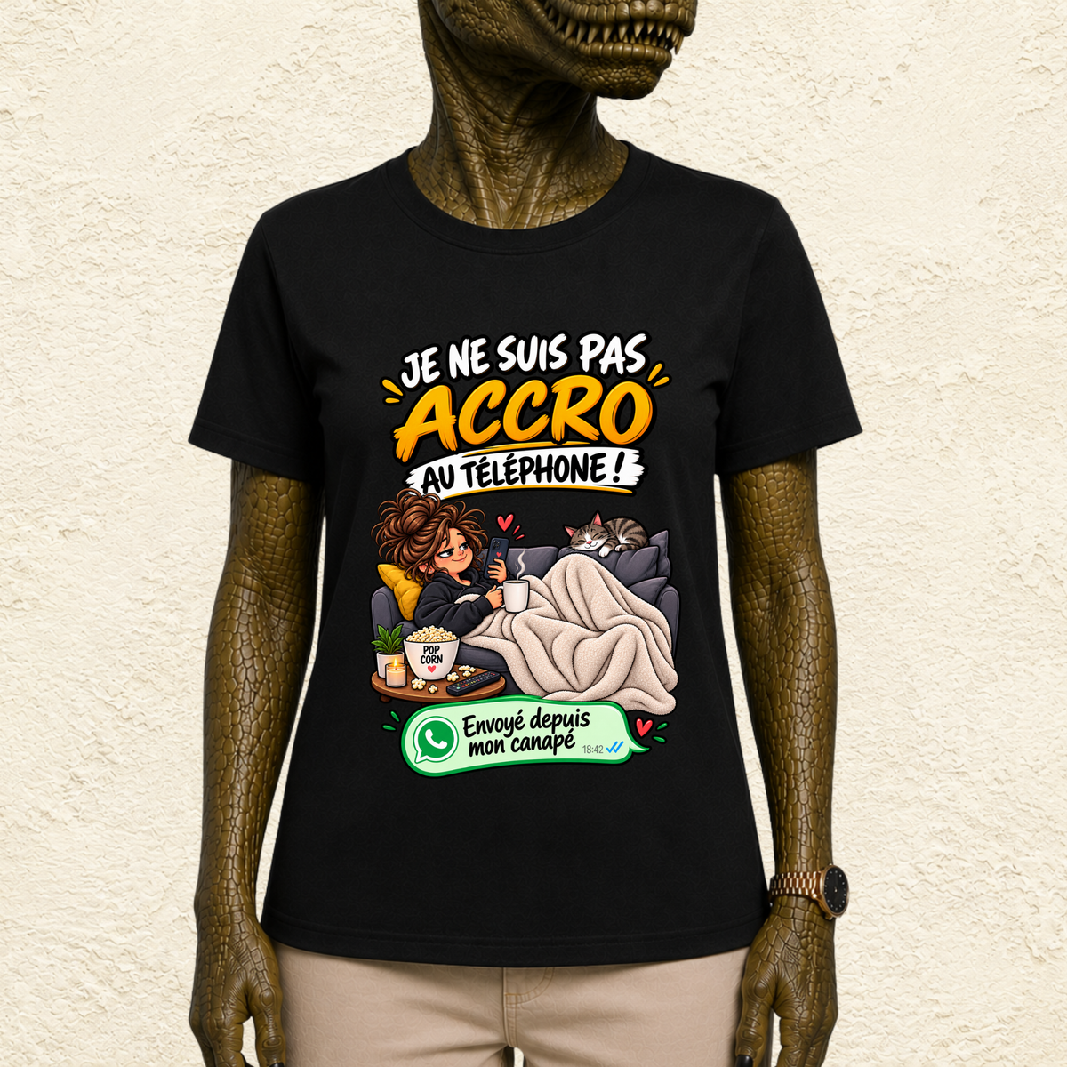 T-shirt Femme « Je ne suis pas accro au téléphone ! »