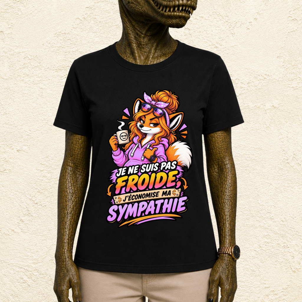 T-shirt Femme illustré « Je ne suis pas froide, j'économise ma sympathie »