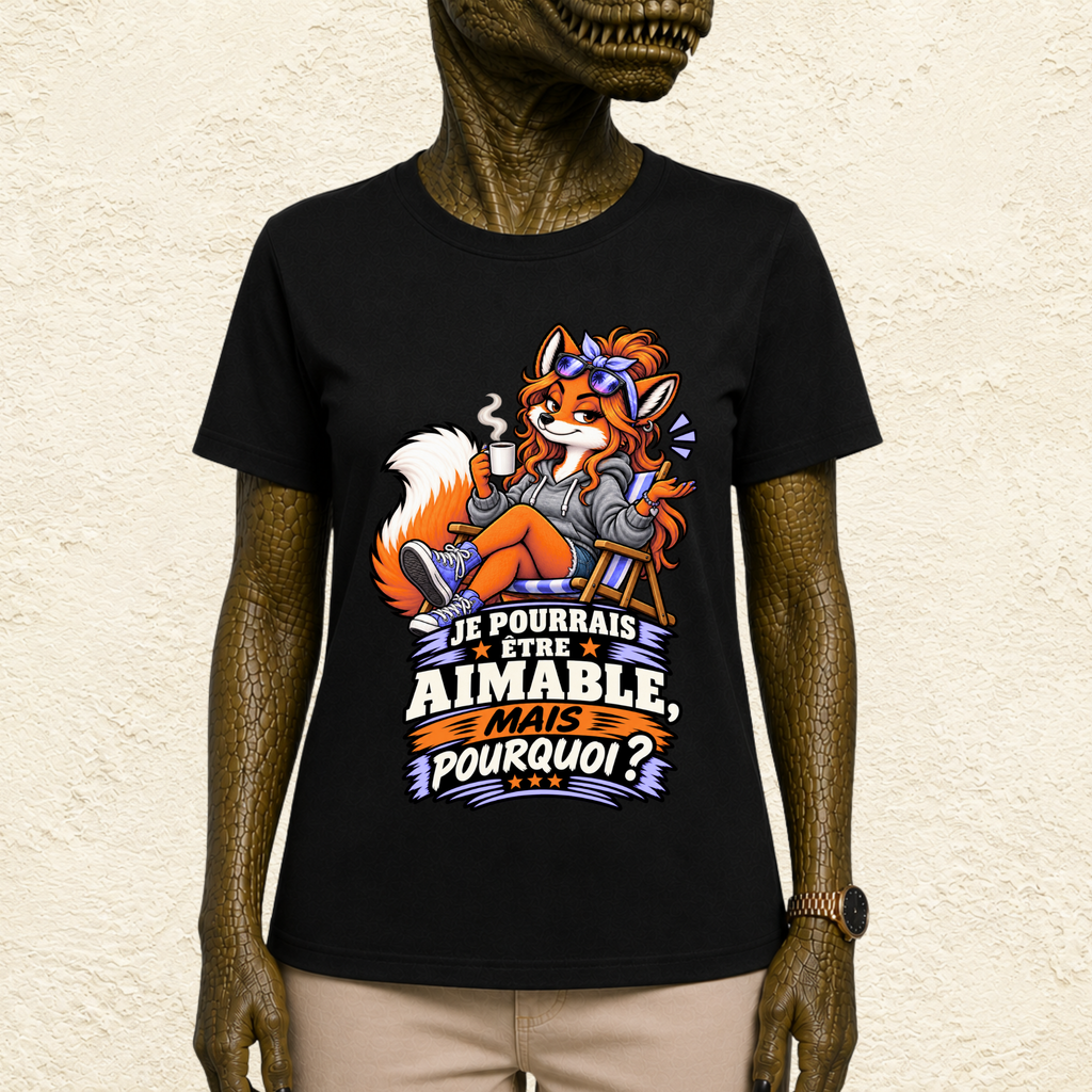 T-shirt Femme illustré « Je pourrais être aimable, mais pourquoi ? »