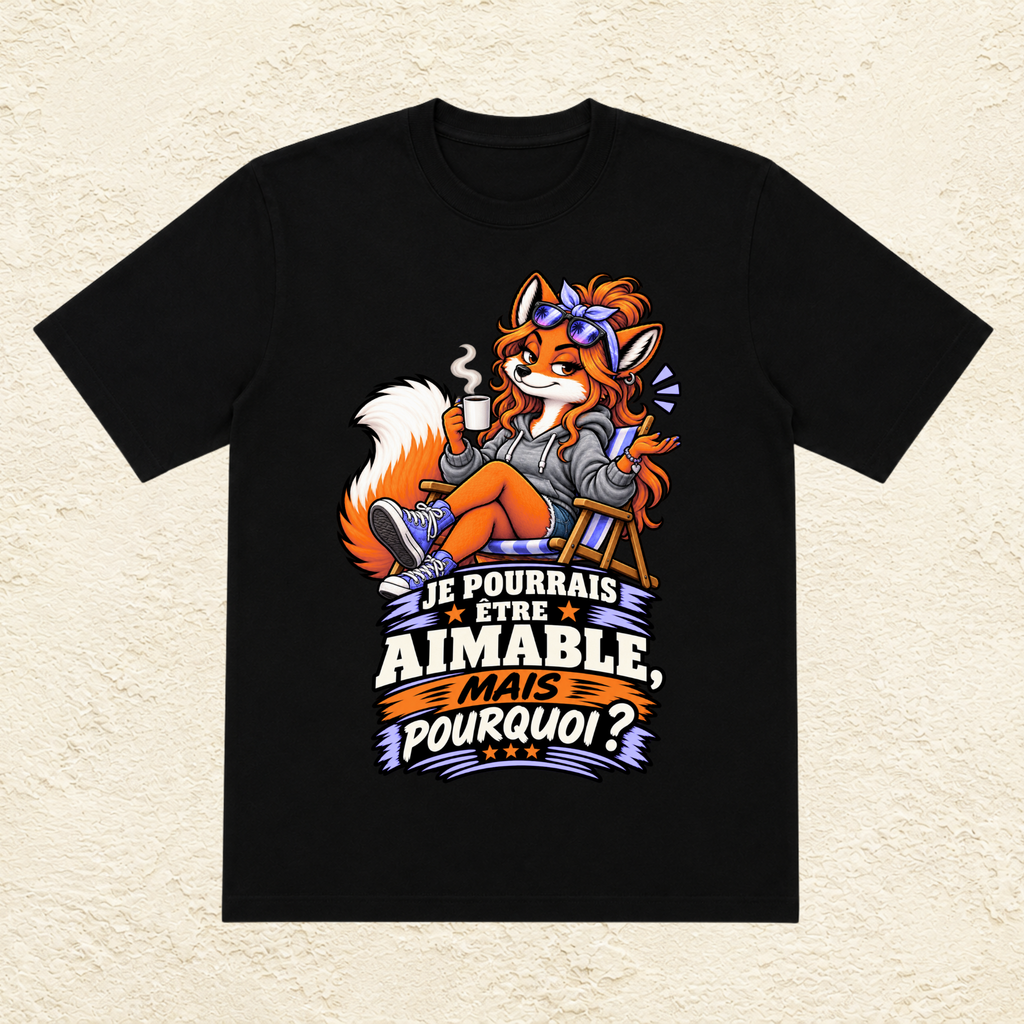 T-shirt Femme illustré « Je pourrais être aimable, mais pourquoi ? »