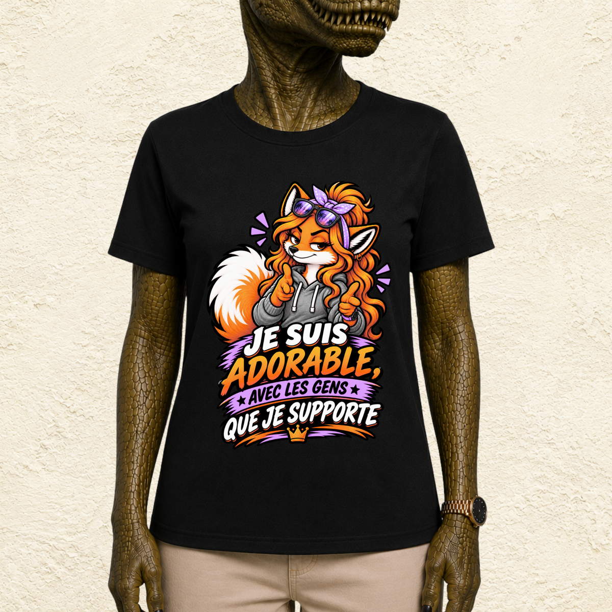 T-shirt Femme illustré « Je suis adorable avec les gens que je supporte »