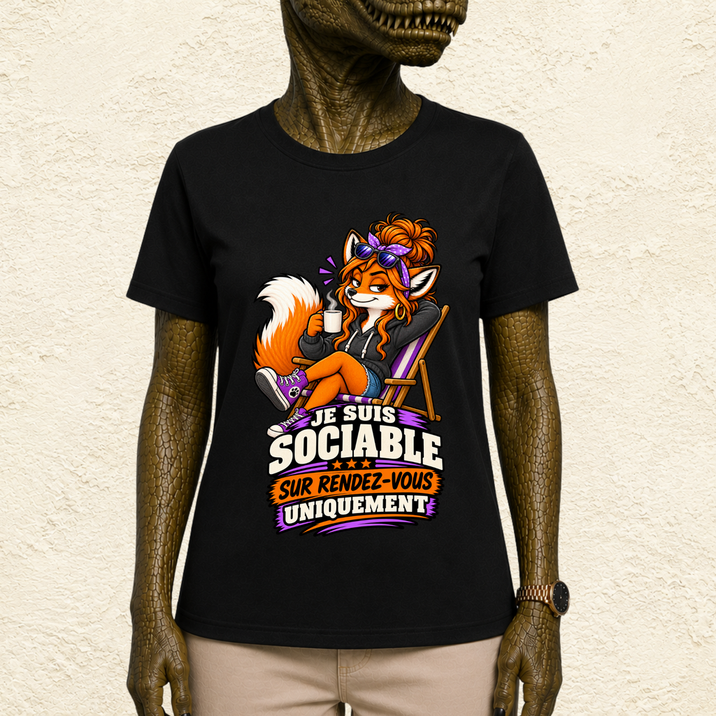 T-shirt Femme « Je suis sociable sur rendez-vous uniquement »