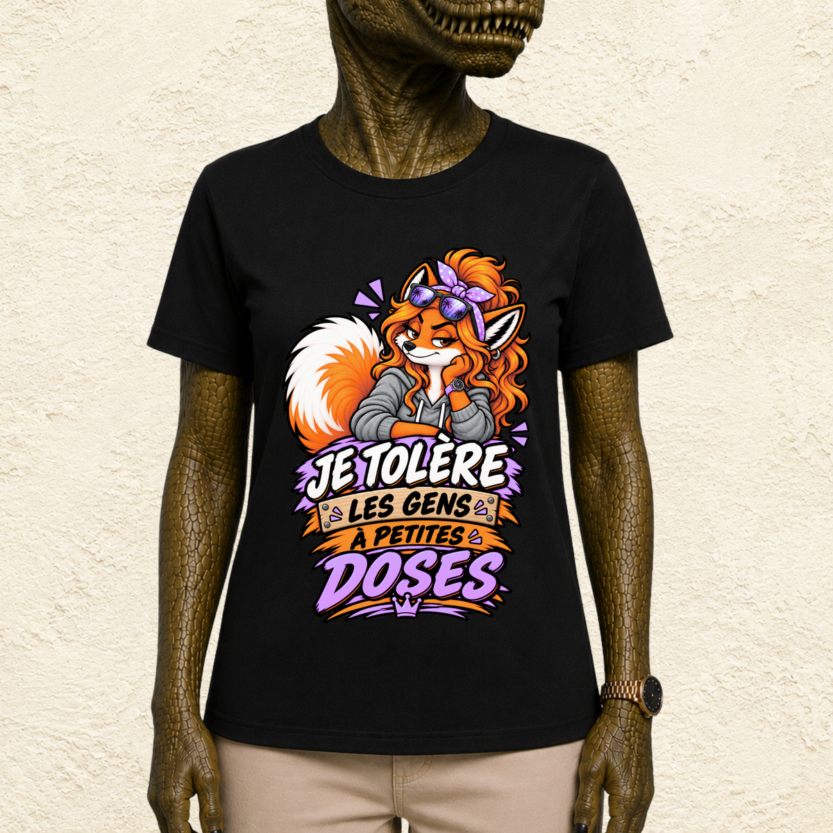 T-shirt Femme illustré « Je tolère les gens à petites doses »