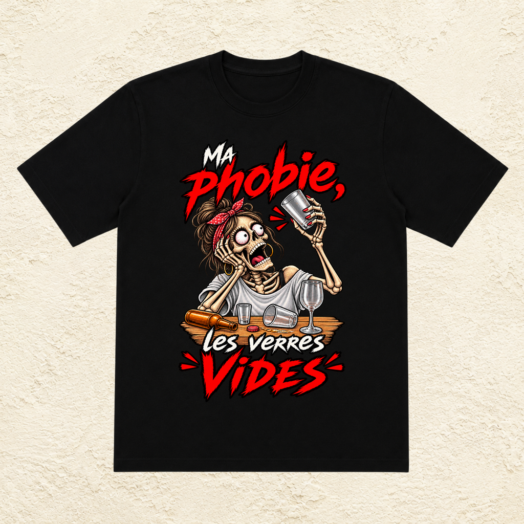 T-shirt Femme « Ma phobie, les verres vides »