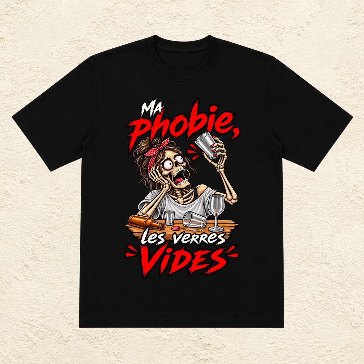 T-shirt Femme « Ma phobie, les verres vides »