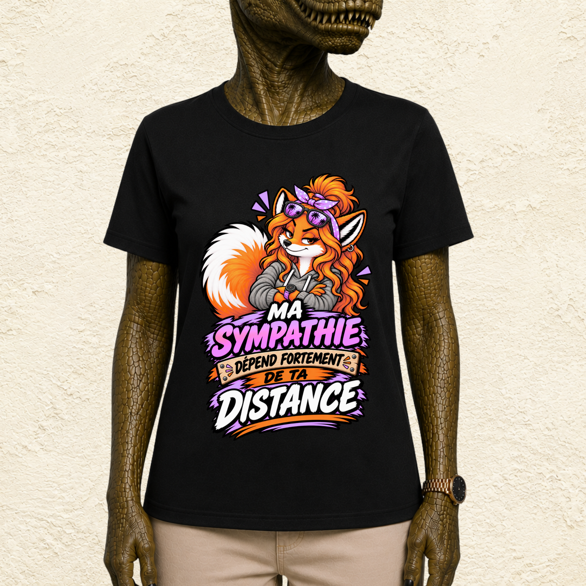 T-shirt Femme illustré « Ma sympathie dépend fortement de ta distance »