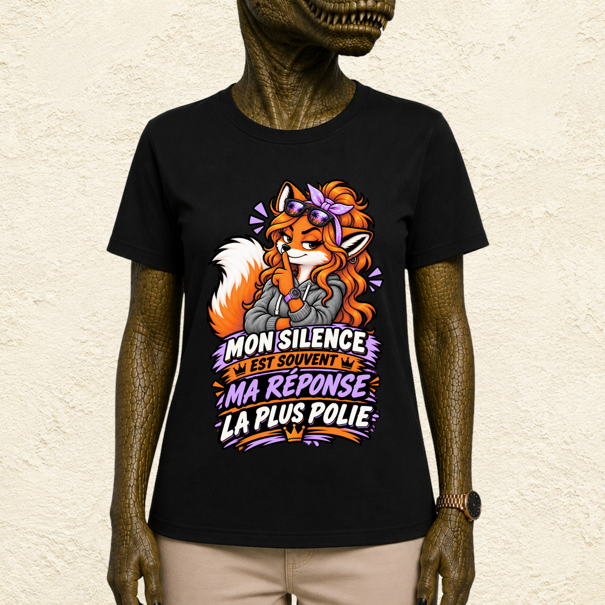 T-shirt Femme illustré « Mon silence est souvent ma réponse la plus polie »
