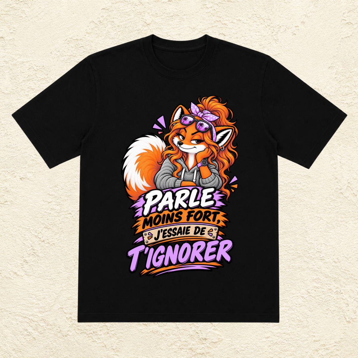 T-shirt Femme illustré « Parle moins fort, j'essaie de t'ignorer »