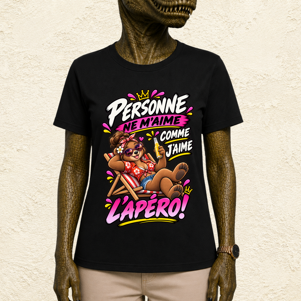 T-shirt Femme « Personne ne m'aime comme j'aime l'apéro ! »