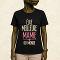 T-shirt Femme Texte "Élue meilleure mamie du monde"