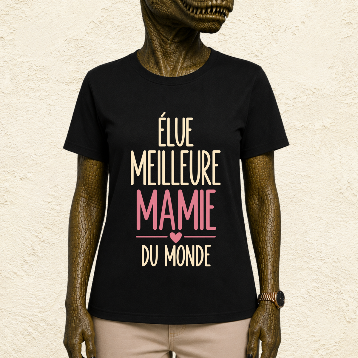 T-shirt Femme Texte "Élue meilleure mamie du monde"