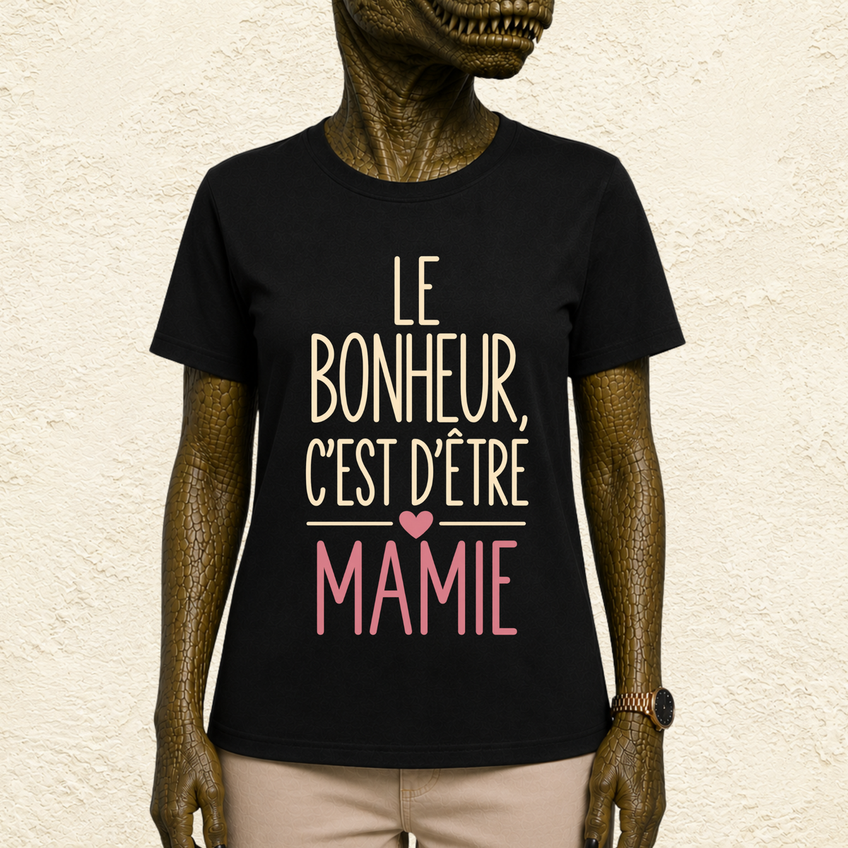 T-shirt Femme Texte "Le bonheur, c'est d'être Mamie"