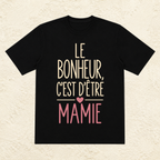T-shirt Femme Texte "Le bonheur, c'est d'être Mamie"