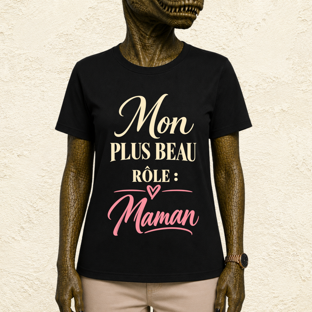T-shirt Femme texte « Mon plus beau rôle : Maman »