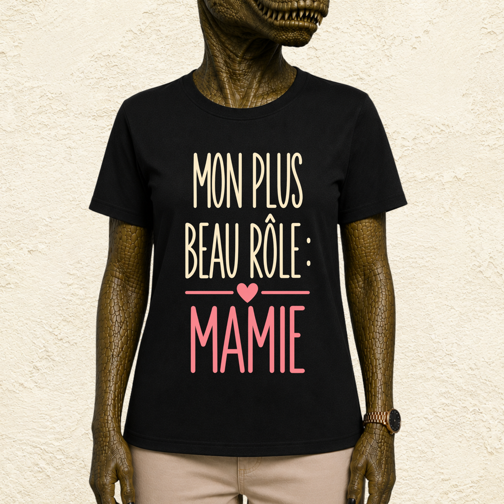 T-shirt Femme Texte "Mon plus beau rôle : Mamie"