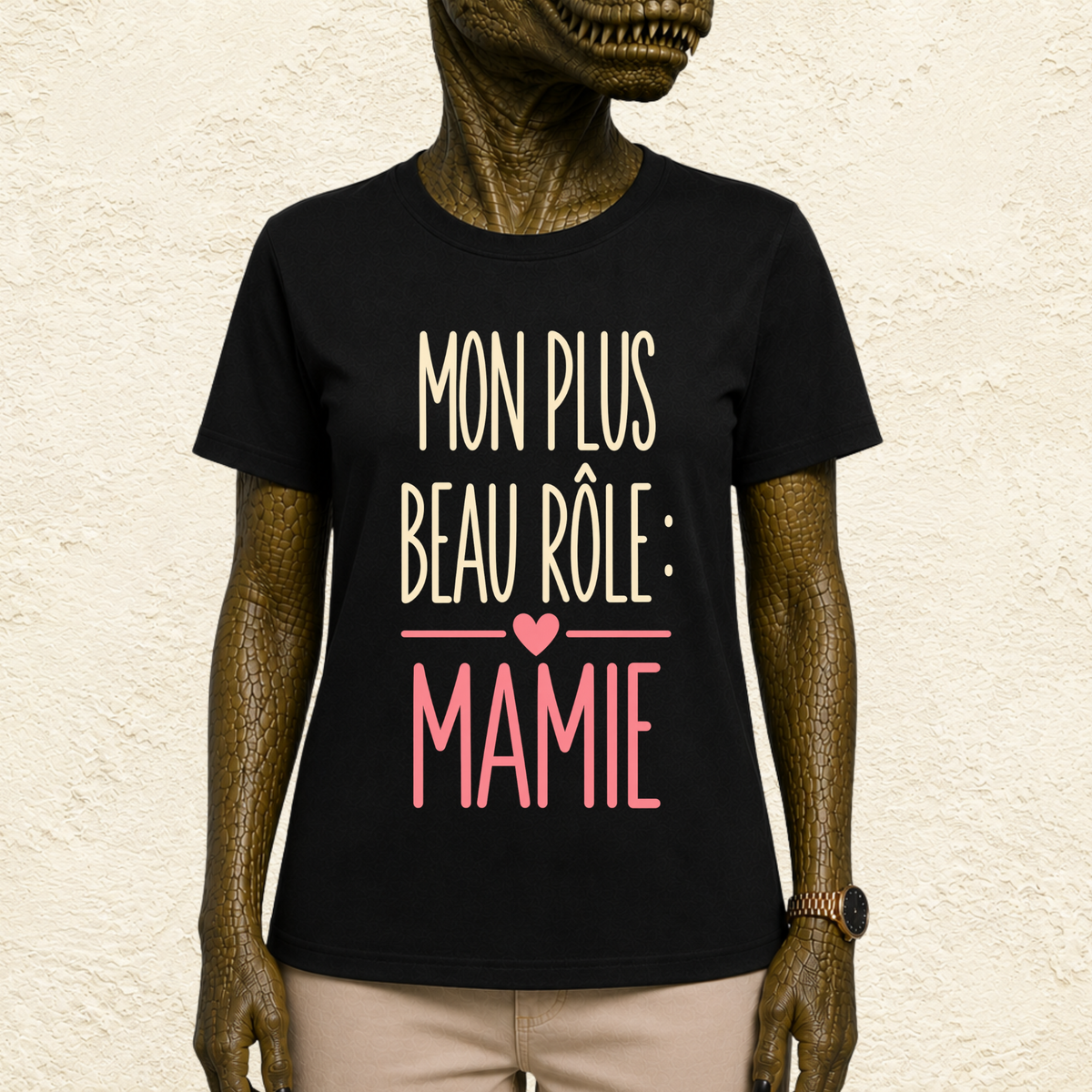 T-shirt Femme Texte "Mon plus beau rôle : Mamie"
