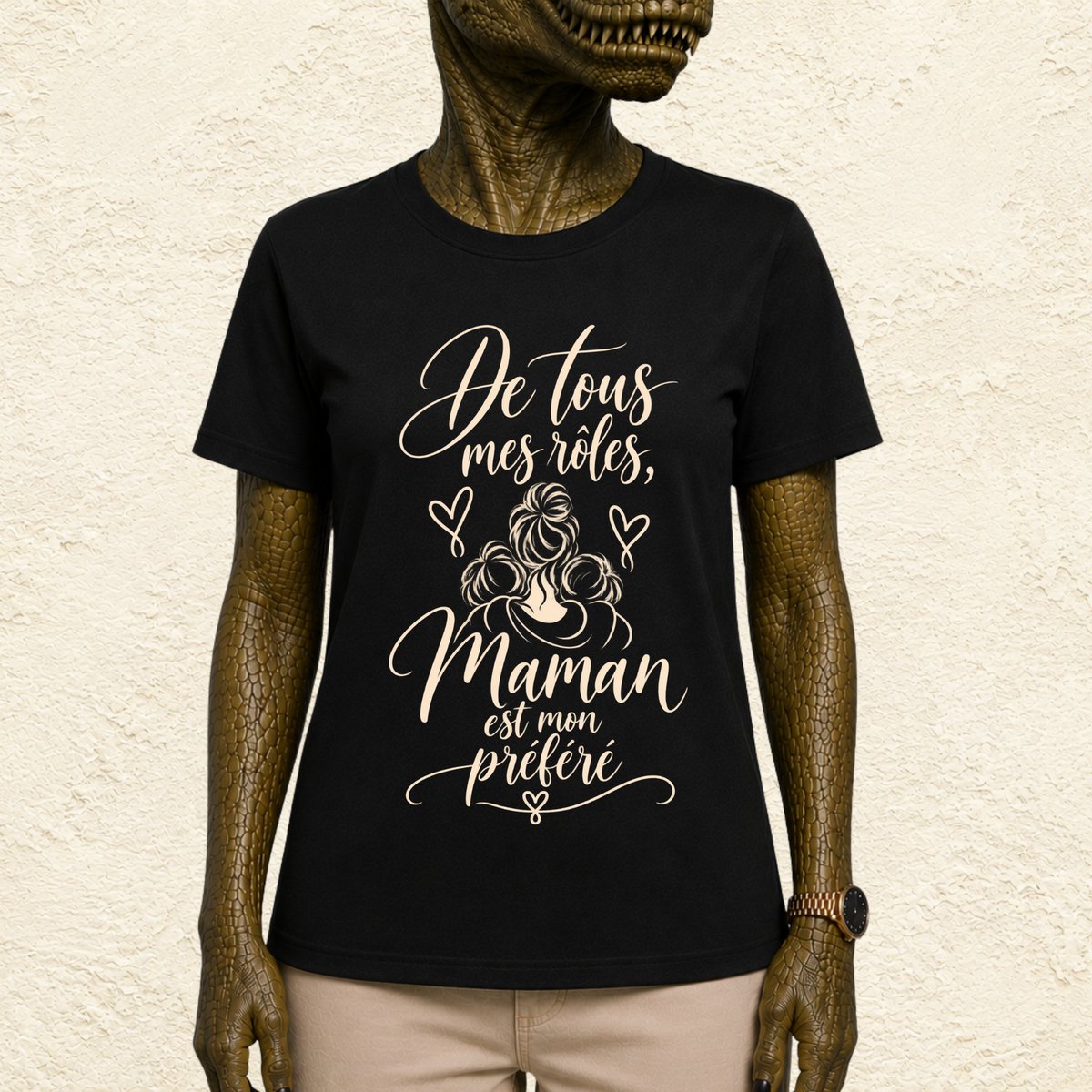 T-shirt Femme illustré « De tous mes rôles, Maman est mon préféré »