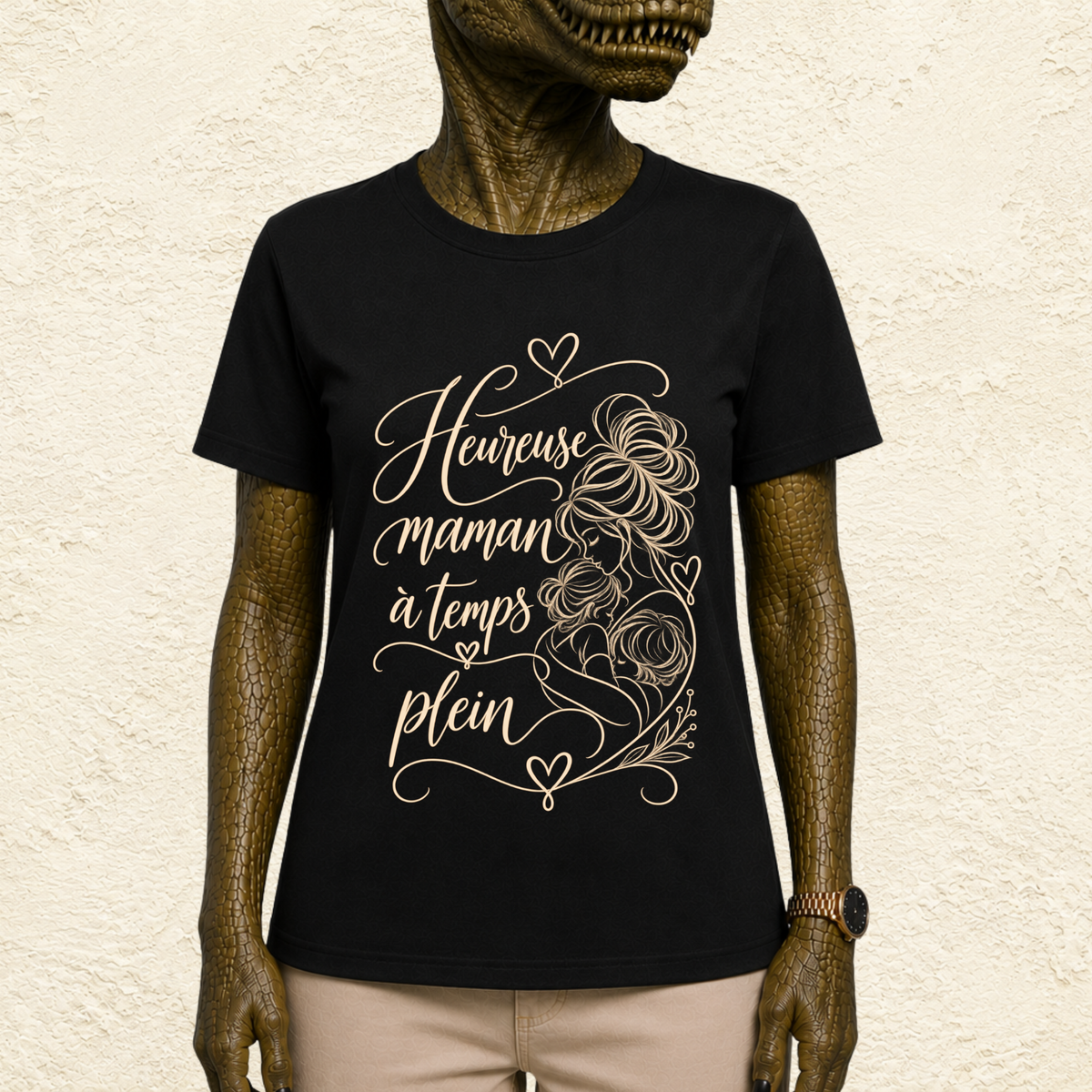 T-shirt Femme illustré « Heureuse maman à temps plein »