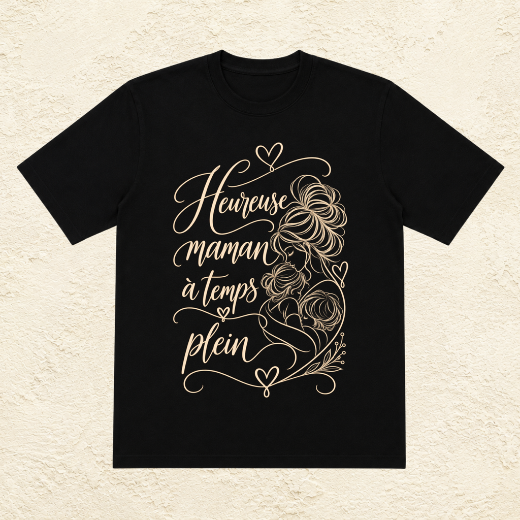T-shirt Femme illustré « Heureuse maman à temps plein »