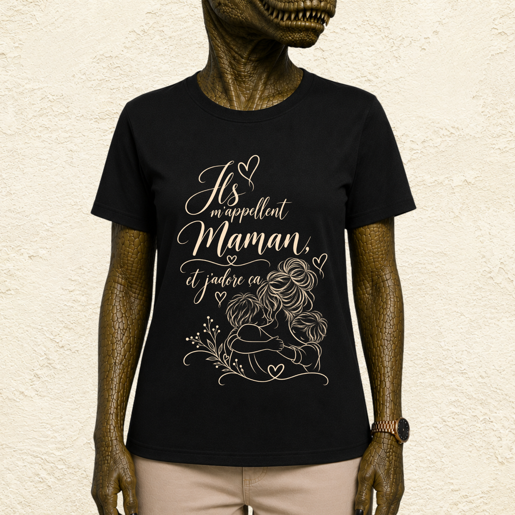 T-shirt Femme illustré « Ils m'appellent Maman et j'adore ça »