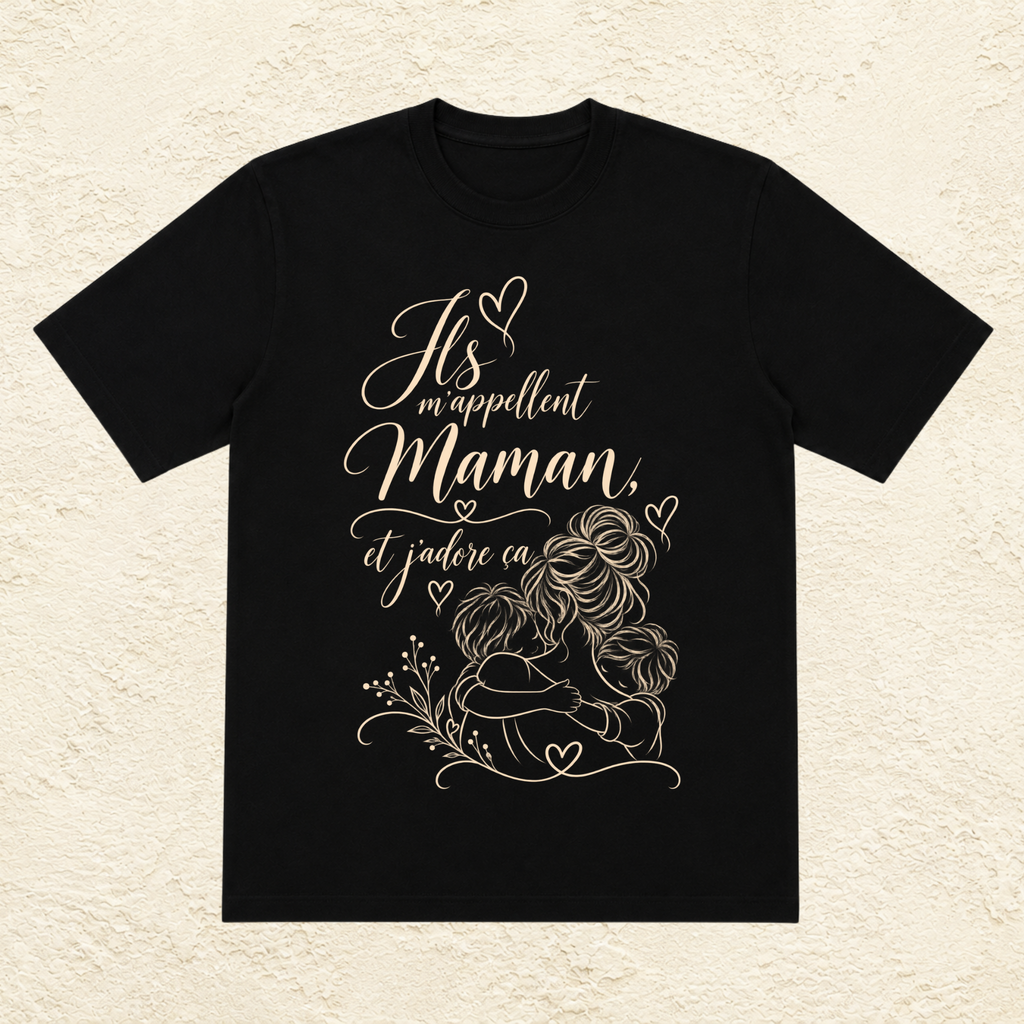T-shirt Femme illustré « Ils m'appellent Maman et j'adore ça »