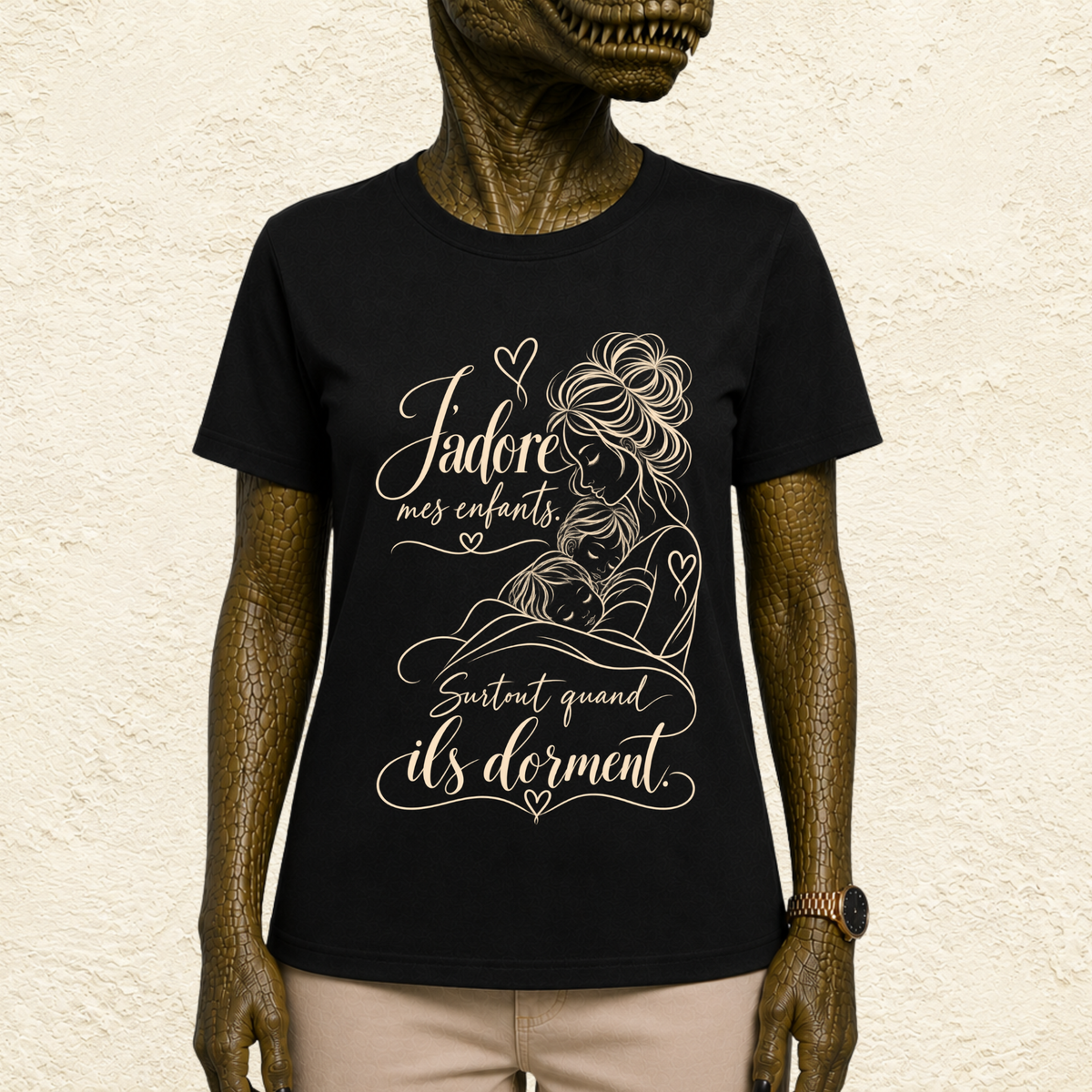 T-shirt Femme illustré « J'adore mes enfants. Surtout quand ils dorment. »