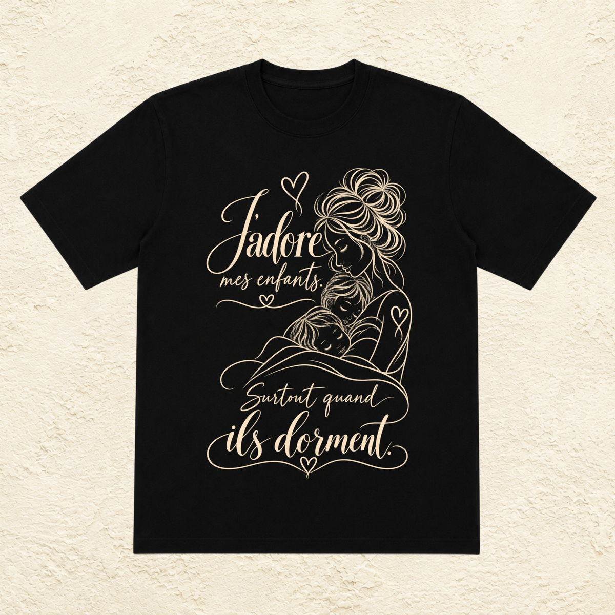 T-shirt Femme illustré « J'adore mes enfants. Surtout quand ils dorment. »
