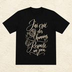 T-shirt Femme illustré « J'ai créé des humains. Respecte un peu. »