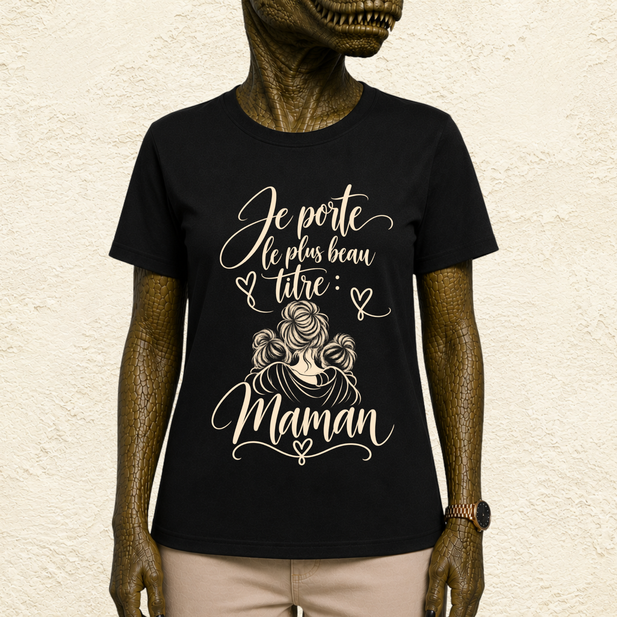 T-shirt Femme illustré « Je porte le plus beau titre : Maman »