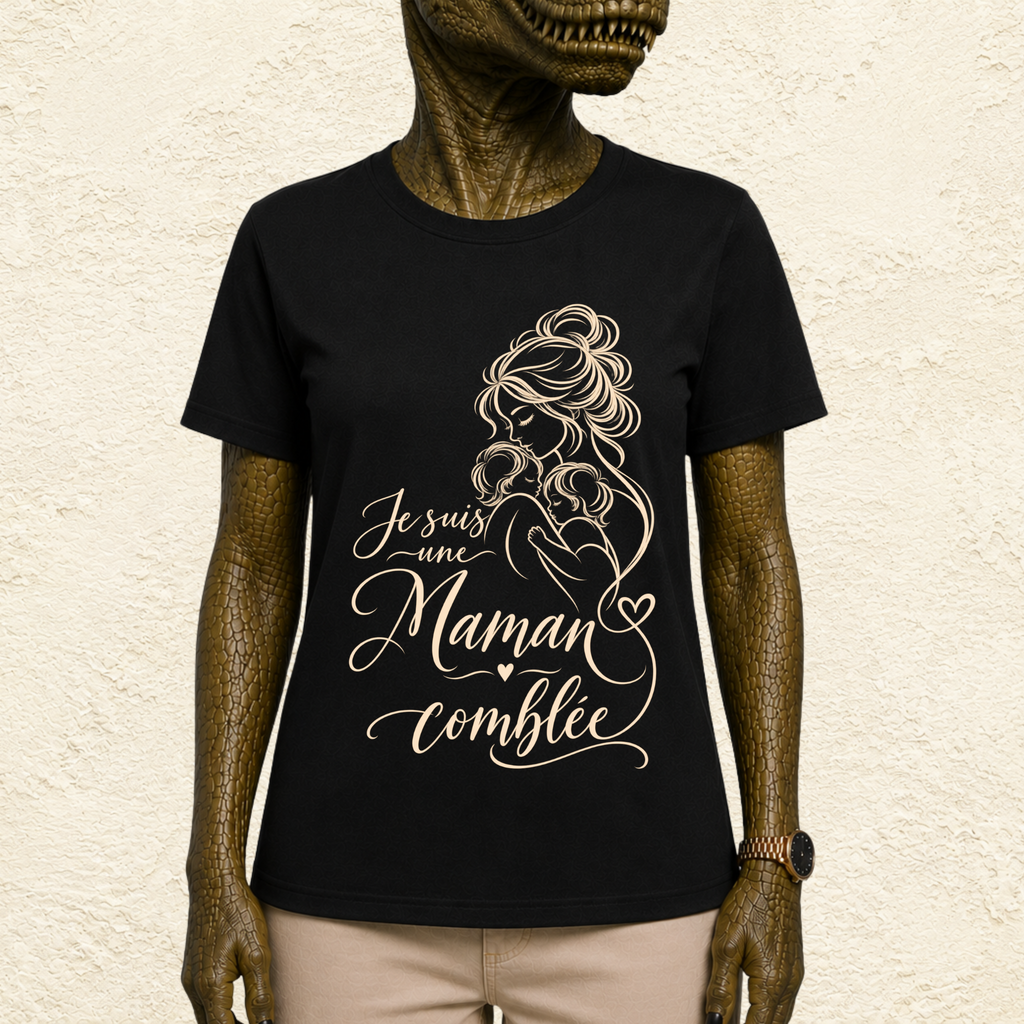 T-shirt Femme illustré « Je suis une maman comblée »