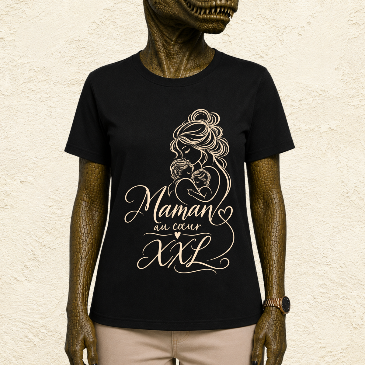 T-shirt Femme illustré « Maman au coeur XXL »