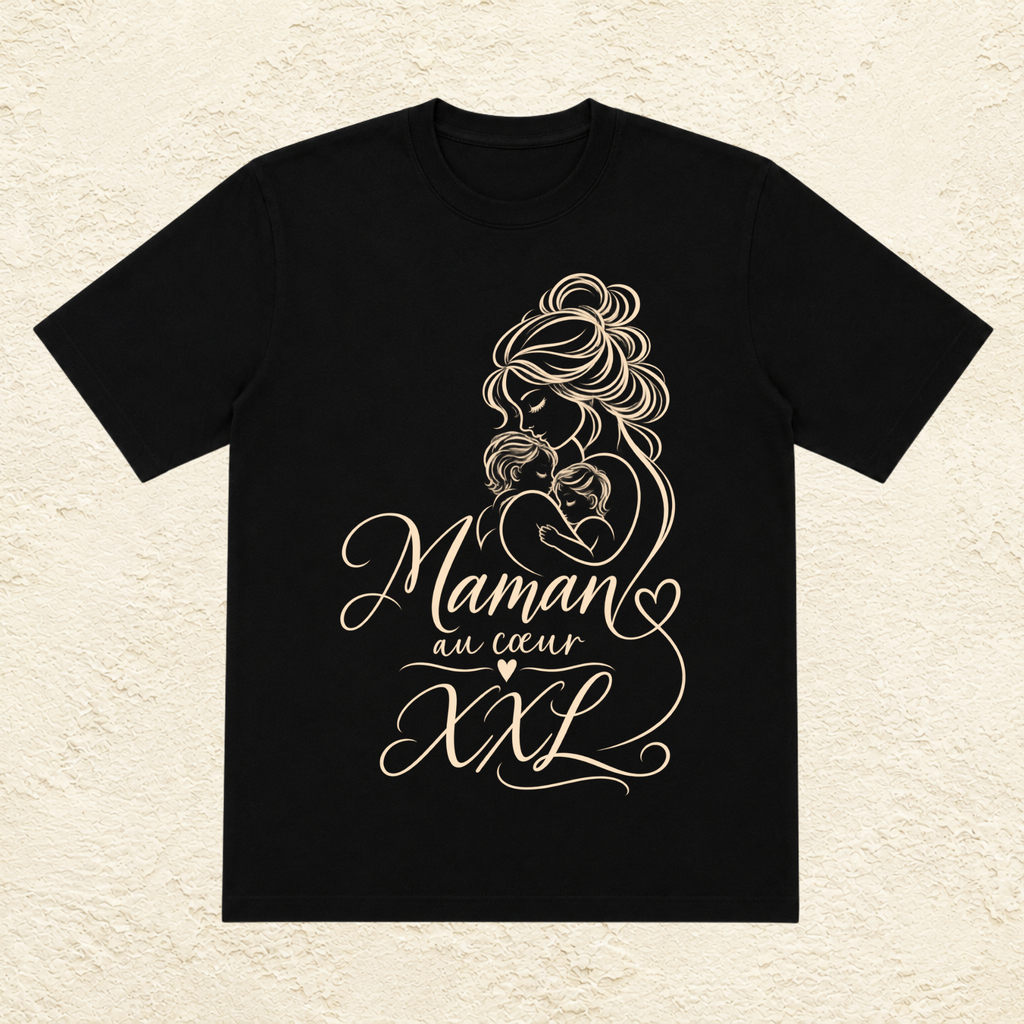 T-shirt Femme illustré « Maman au coeur XXL »