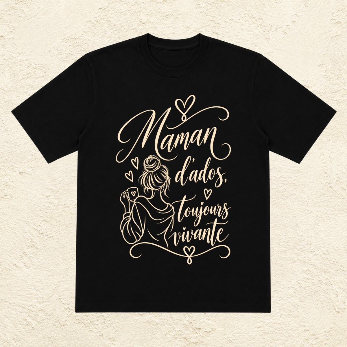 T-shirt Femme illustré « Maman d'ados, toujours vivante »