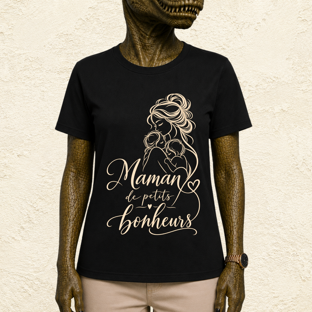 T-shirt Femme illustré « Maman de petits bonheurs »