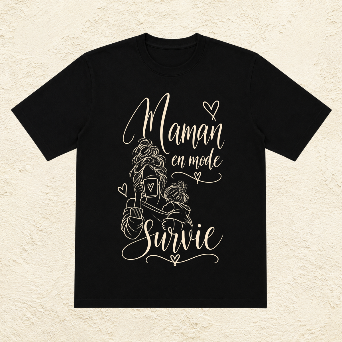 T-shirt Femme illustré « Maman en mode survie »