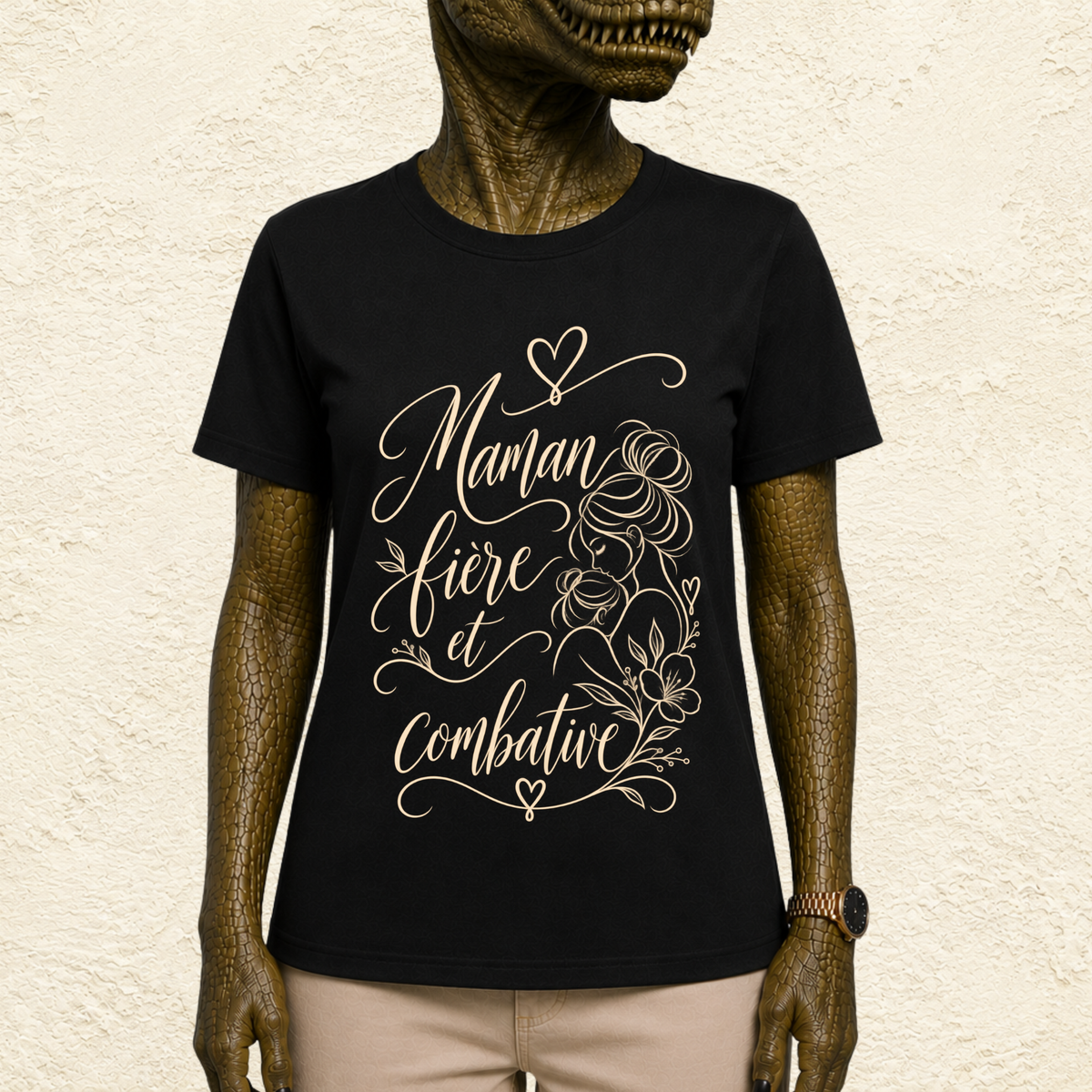 T-shirt Femme illustré « Maman fière et combative »