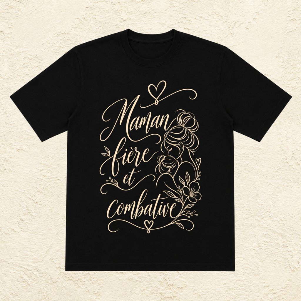 T-shirt Femme illustré « Maman fière et combative »