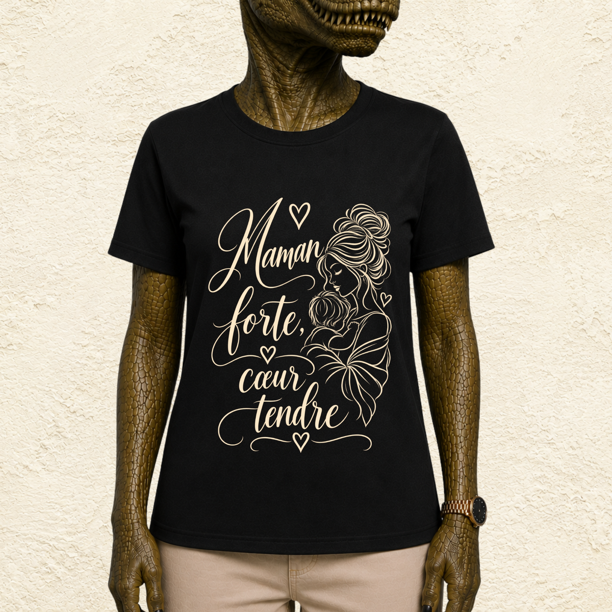 T-shirt Femme illustré « Maman forte, coeur tendre »