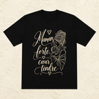 T-shirt Femme illustré « Maman forte, coeur tendre »