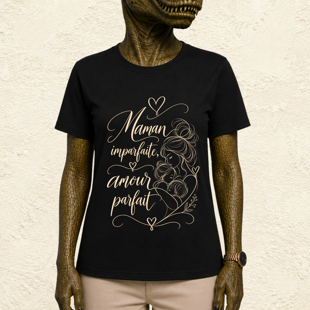 T-shirt Femme illustré « Maman imparfaite, amour parfait »