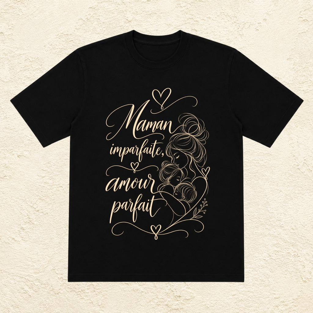 T-shirt Femme illustré « Maman imparfaite, amour parfait »
